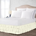 thumbnail image 2 of CCNY 12" Inch Drop Multi Ruffled Bed Skirt Short Queen Size 100% Microfiber Made Ivory Color, 2 of 6