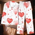 thumbnail image 2 of Jamicy Womens Pajamas Set Valentine's Day Silky Pajamas Floral Print Satin Pajama Set Long Sleeve Button Up Soft Sleepwear Cute Pj Sets, 2 of 7