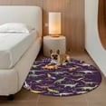 thumbnail image 2 of Purple Dinosaur Round Area Rug 4Ft Washable Circle Rugs for Bedroom Dining Room, Vintage Letters Farm Animals Non-Slip Carpet Floor Mats Indoor Outdoor Carpet Runner Aesthetic Home Decor, 2 of 8