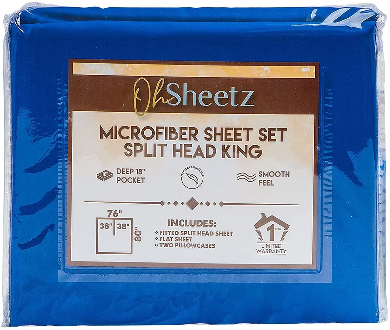 Oh Sheetz Flex / Split Top King Microfiber Bed Sheet Set with Oversized
