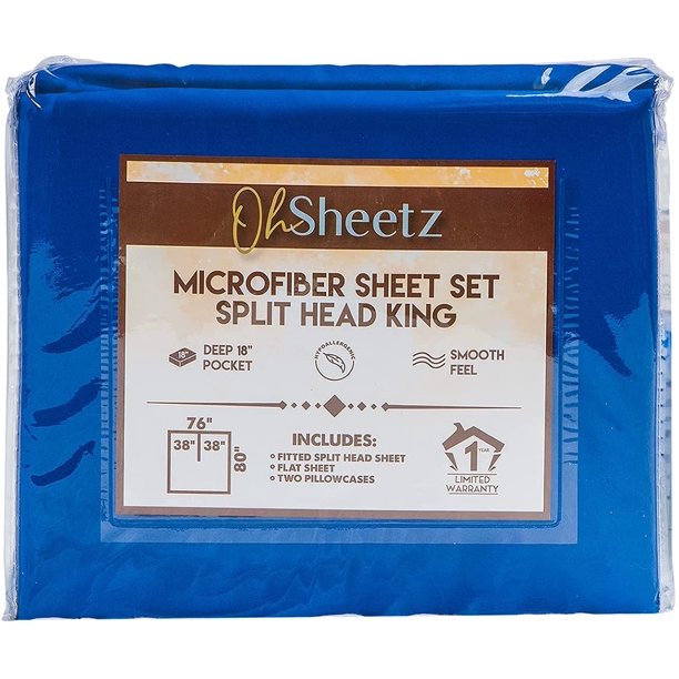 Oh Sheetz Flex / Split Top King Microfiber Bed Sheet Set with Oversized King Pillowcases Flex