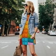 thumbnail image 5 of Horeoi Colorful Building Blocks Print Women's Sleeveless Dress Cotton-like Flared Hem Deep Side Pockets Above-Knee, 5 of 6
