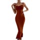 thumbnail image 2 of VISgogo Vestido largo para mujer, tirantes finos con cordones en la espalda, ajustado, ajustado, para fiesta, cóctel VISgogo  moda, 2 of 9