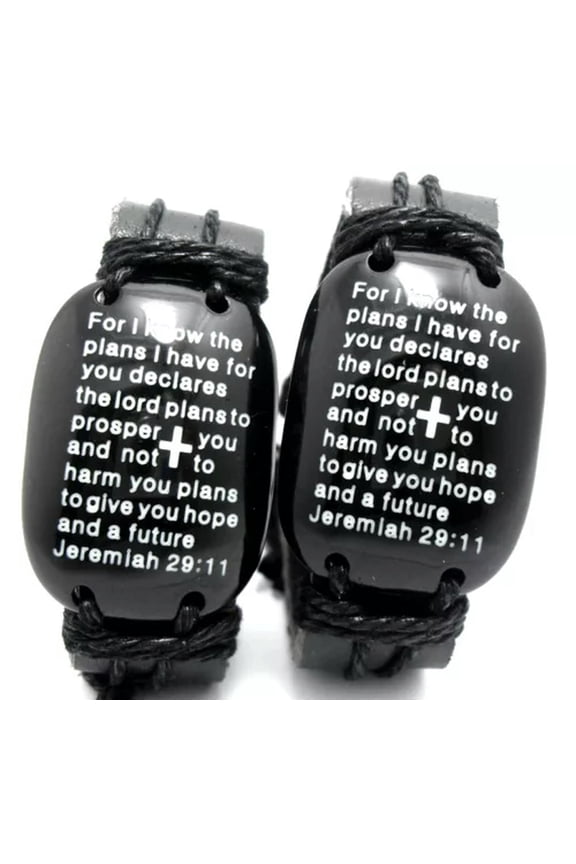 10x Jeremiah 29:11 Cross Lord's Prayer Bible Leather Bracelets Men Wristbands