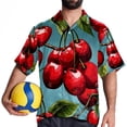 thumbnail image 4 of Cherry Men's Short Sleeve Button Down Casual Poplin Shirts for Summer Beach, Printed Design - Unisex, 4 of 6