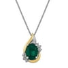 Brilliance Fine Jewelry Created Emerald and Diamond Accent Birthstone Pendant Necklace in Sterling Silver and 10kt Yellow Gold, 18"