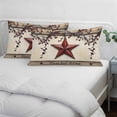 thumbnail image 4 of Red Texas Star Rustic King Size Pillow Cover, Pillowcase Protectors with Zipper, Breathable Decorative Throw Pillow Case Cover, Country Star Berries Wooden Pillow Shams for Couch Sofa 20x36Inch, 4 of 8