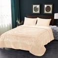 thumbnail image 4 of JML Luxury Embossed Floral Fleece Blanket Beige Microfiber Reversible, 4 of 5