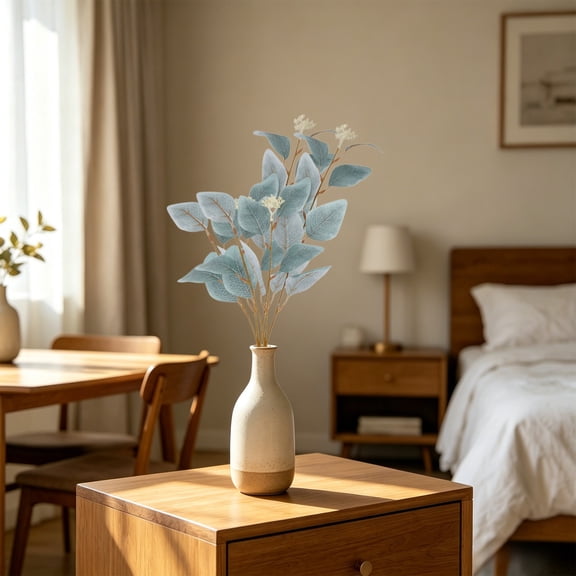Bcylexb Artificial Leaves Branch, Realistic Faux Colorful Leaf Stems Fake Decorative Plant for Modern Home Dining Table Living Room Decor