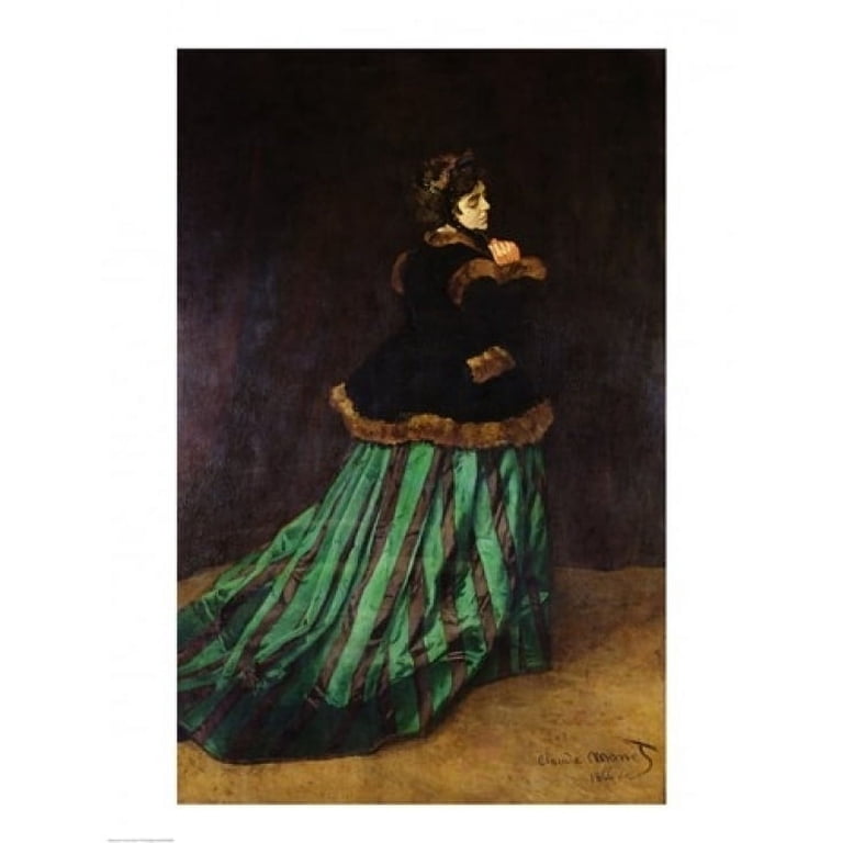 green emerald velvet dress Camille (also known as The Woman in a Green Dress) by Claude Monet main image 0
