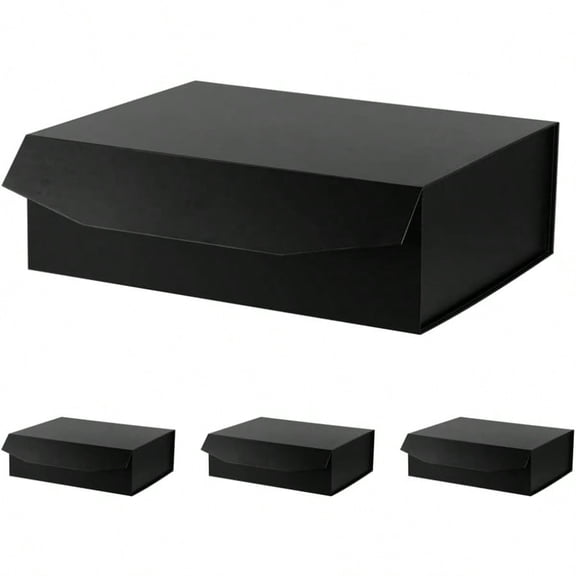 Black Extra Large Gift Box with Lid 4 Pcs 16.5 x 13 x 5.3 Inches Gift Box large Black Gift Boxes for Presents Clothes Robe Wedding Dr Sweater Reusable Foldable Bridesmaid Proposal BoxMatte