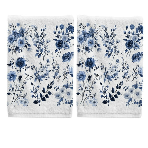Ryvnso Peony Flowers Pattern Hand Towels Set for Bathroom Cotton Face Towel Decorative 15.5x29.5 inch