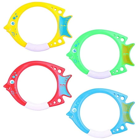 4 Pack Diving Pool Toy, Underwater Swimming Fish Shape Diving Ring Swim ...