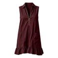 thumbnail image 4 of QUNYINEY Mini Women Dresses Summer Sleeveless A Line Red Sundress Loose Fit Ruffle Collared with Pockets Dresses, 4 of 7
