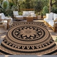 thumbnail image 2 of Brown Ethnic Flower Outdoor Rug for Patio/Deck/Porch, Non-Slip Large Area Rug 5 x 8 Ft, Abstract National Boho Geometric Indoor Outdoor Rugs Washable Area Rugs, Reversible Camping Rug Carpet Runner, 2 of 8