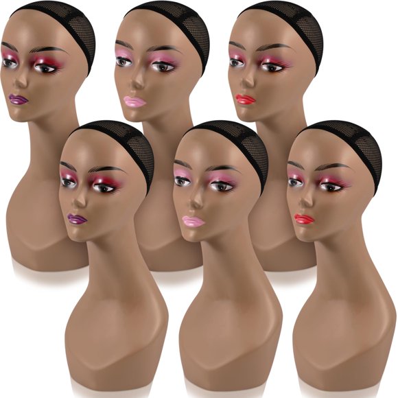 Leinuosen 4 Pcs Female Realistic Mannequin Head for Wigs 19" Lifelike Plastic Manikin Head Display Heads for Sunglasses Earrings Jewelry Display, Beau