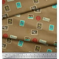 thumbnail image 2 of Soimoi Brown Moss Georgette Fabric Stamps Christmas Print Sewing Fabric Yard 42 Inch Wide, 2 of 3