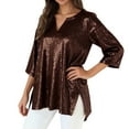 thumbnail image 2 of HUANBAI Shimmering Casual Long Sleeve Top For Plus Size Elegant Knit Top With Subtle Shine And Comfort Fit Casual Basic Tops, 2 of 4