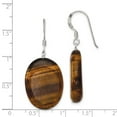 thumbnail image 2 of 925 Sterling Silver Shepherd hook Tigers Eye Long Drop Dangle Earrings 38x18mm Dangle Earring for Women, 2 of 2