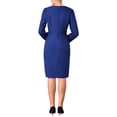thumbnail image 3 of INSPIRE CHIC Vestido de Trabajo para Mujeres con Cuello Redondo, Manga de Pulsera, Volantes en la Parte Frontal, Vestido Lápiz S Azul Real, 3 of 5