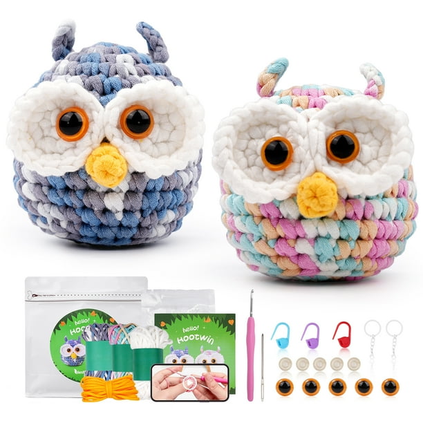 Kit de ganchillo Hootwin para principiantes: set completo de iniciación al amigurumi con videotutoriales. Ideal para niños.