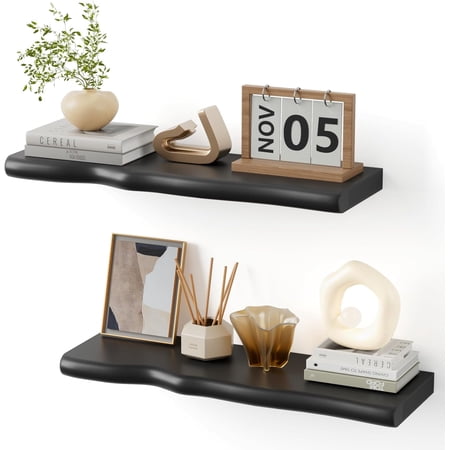 Floating Shelves for Wall Rustic Farmhouse 24 Inch Floating Shelf Bathroom Wooden Shelves for Wall Mounted Live Edge Pine Wall Shelf with Unique Natural Grain for Living Room Bedroom Kitchen