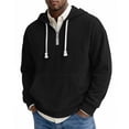 thumbnail image 2 of SYwaren Hoodie Men's Quarter Zip Corduroy Pullover Sweatshirt Solid Color Kangaroo Pocket Textured Casual, 2 of 8