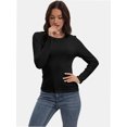 thumbnail image 5 of Womens Pullover Long Sleeve Crewneck Shirts Ribbed Knit Slim Fitted Casual Jumper Tops, 5 of 6