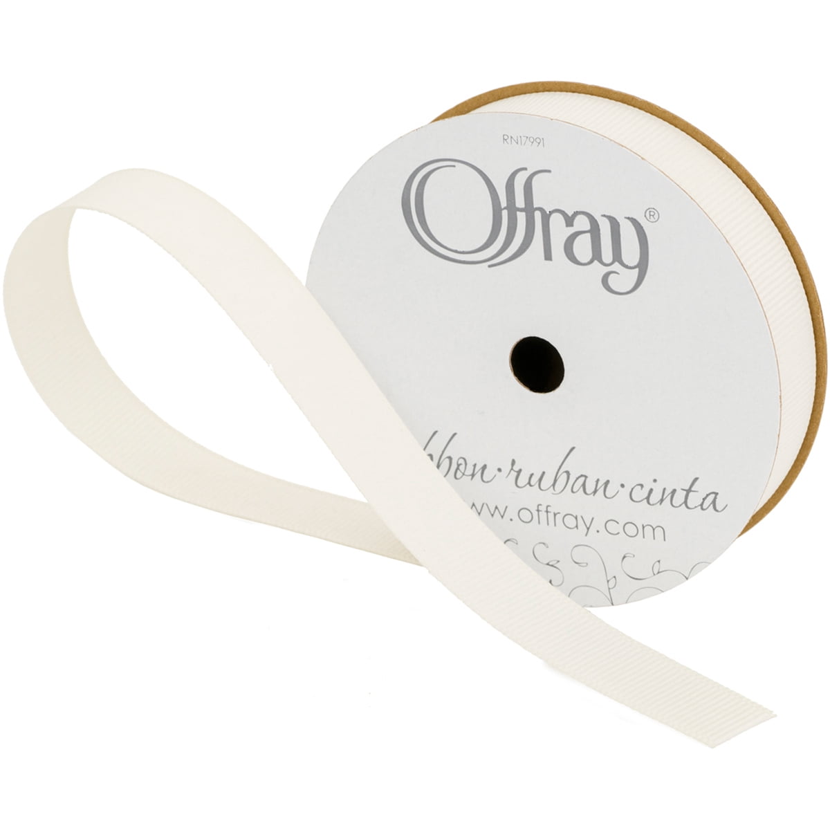(3 pack) Offray Ribbon, Antique White 5/8 inch Grosgrain Polyester Ribbon for Sewing, Crafts, and Gifting, 18 feet, 1 Each
