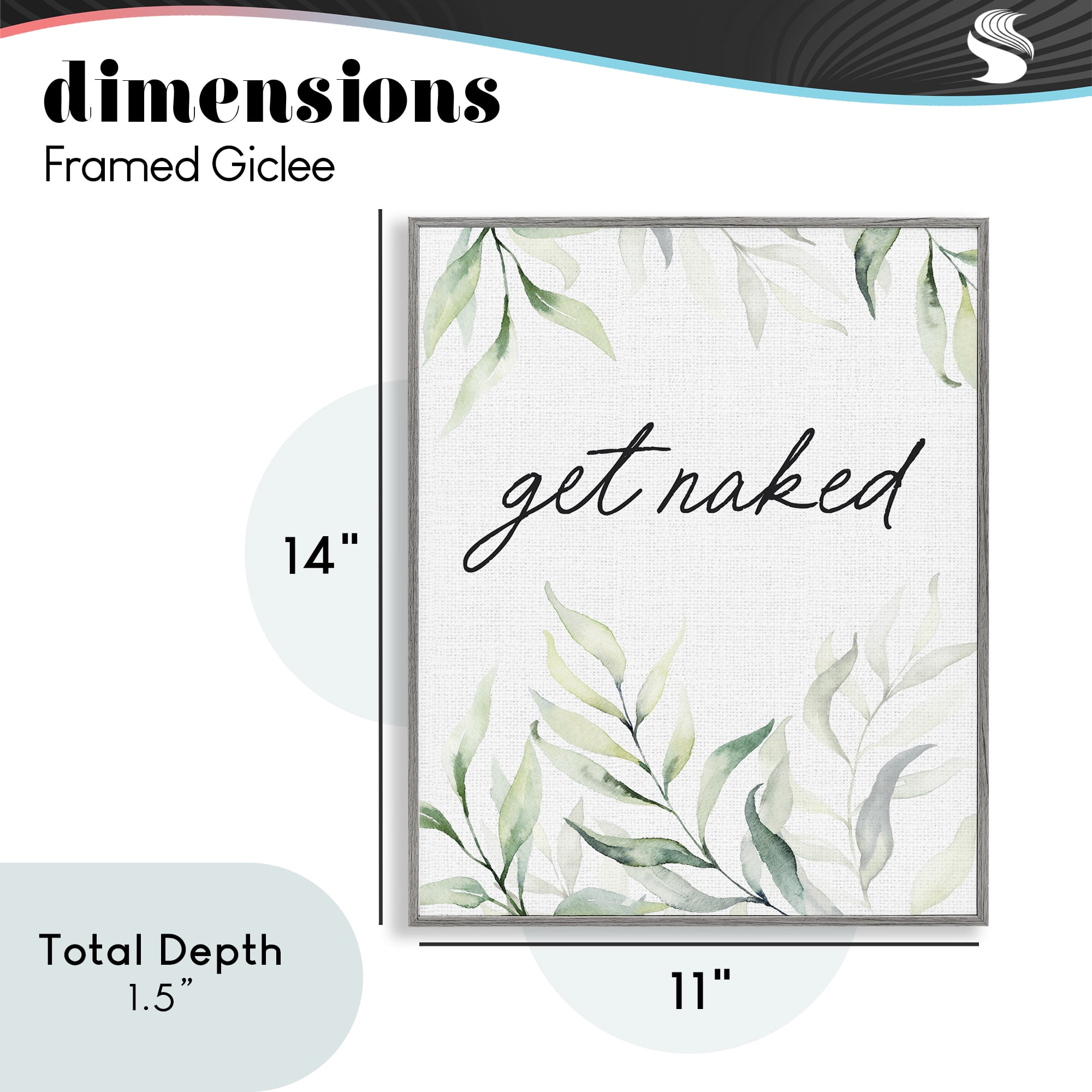 Get Naked Bathroom Herbs Gray Framed Giclee Art, design by Lettered and Lined