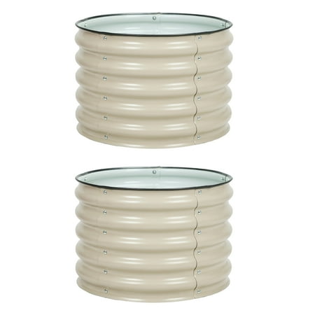 BPS 16.7'' Tall Aluzinc Metal Raised Garden Bed 24'' Round - Outdoor Garden Planter Box for Vegetable, Flower, Herb