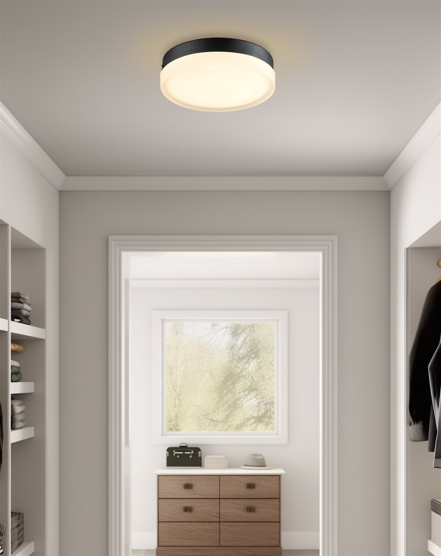 Kira Home Luna 11" Integrated LED Flush Mount (25W), Low-Profile Ceiling Light, Heavy Frosted Glass Diffuser, Built-in