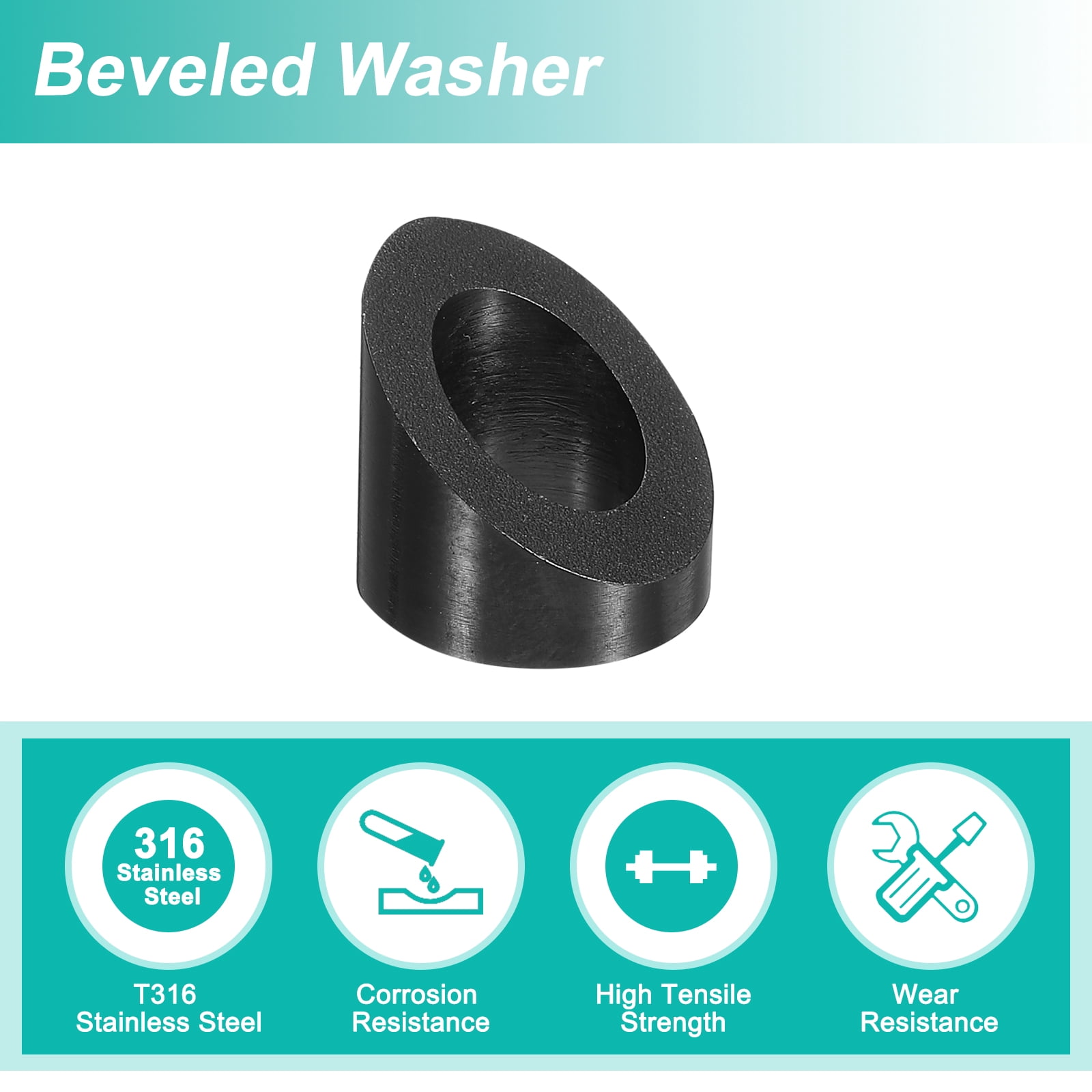 Uxcell 20 Pack 3/8 Inch 37 Degree Angle Beveled Washer, Black