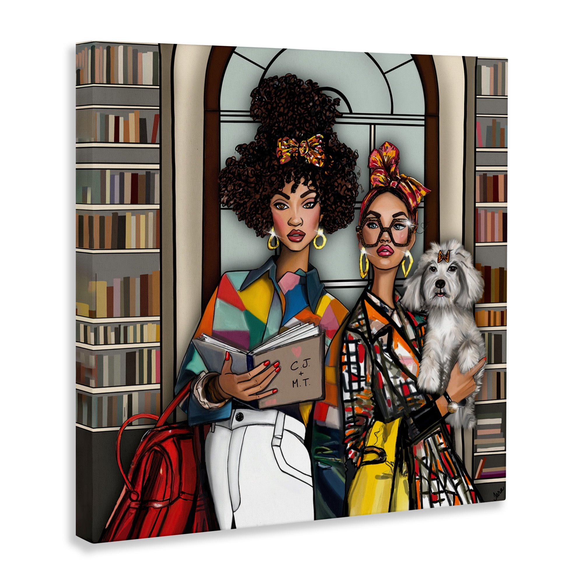 Stupell Industries Bookish Girls at Library Canvas Wall Art, design by Tara Boone