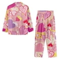 thumbnail image 2 of Renewold Valentine's Day Pajamas for Women 2 Pieces Colorful Hearts Long Sleeve Button Down Sleepwear Set Soft Snug-Fit Loungewear Top & Pants Size L, 2 of 6