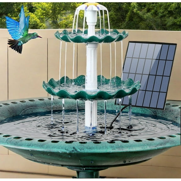 3 Tiered Bird Bath with 3.5W Solar Fountain Pump, DIY Solar Fountain Detachable and Suitable for Bird Bath, Garden Decoration, Outdoor Bird Feeder