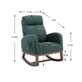 thumbnail image 5 of Nursery Rocking Chair with Wood Legs, Modern Glider Rocker Chair with Two Side Pockets, Rocking Armchair for Nursery Living Room Bedroom, Emerald, 5 of 9