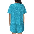 thumbnail image 6 of Lafuoo Blue Glitter Pattern Women's Round Neck Short Sleeve Pajamas Set, Button Pajamas Elastic Band Pajamas Home Wear-3X-Large, 6 of 8