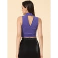 thumbnail image 4 of Disfraz de navidad Camiseta sin mangas con cuello alto y purpurina para mujer Púrpura S, 4 of 6