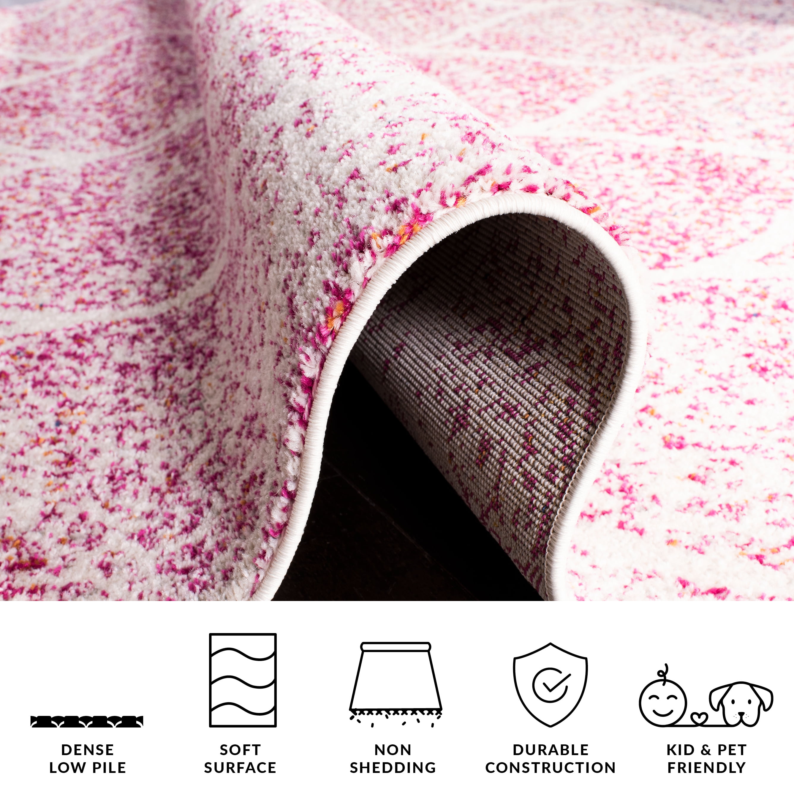 Safavieh Madison Leighton Geometric Area Rug, Cream/Fuchsia, 6'7" x 6'7" Round