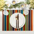 thumbnail image 2 of Funny Colorful Stripe Placemats Set of 4 12x18 Inch Modern Multicolor Striped Print Table Mats Farmhouse Decorative Linen Washable Place Mats for Holiday Party Kitchen Dining Table Decor, 2 of 6