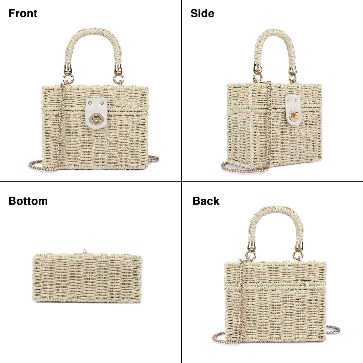 Handwoven Rattan Bag for Women Wicker Crossbody Shoulder Bag Straw Beach Tote Bag