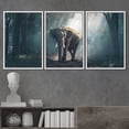 thumbnail image 3 of wall26 - 3 Piece Framed Canvas Wall Art - Elephants in The Forest - Modern Home Art Stretched and Framed Ready to Hang - 16"x24"x3 WHITE, 3 of 5