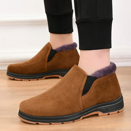 

TALKVE Men s Winter Casual Comfortable Plush Warm Thick Soled Non Slip Cotton Shoes Snow Boots