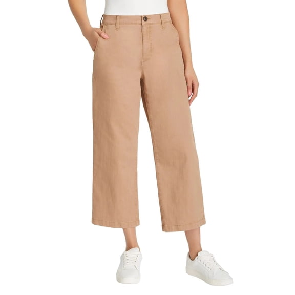 Ella Moss Women's High-Rise Wide Leg Crop Pants, Brown, Size 6