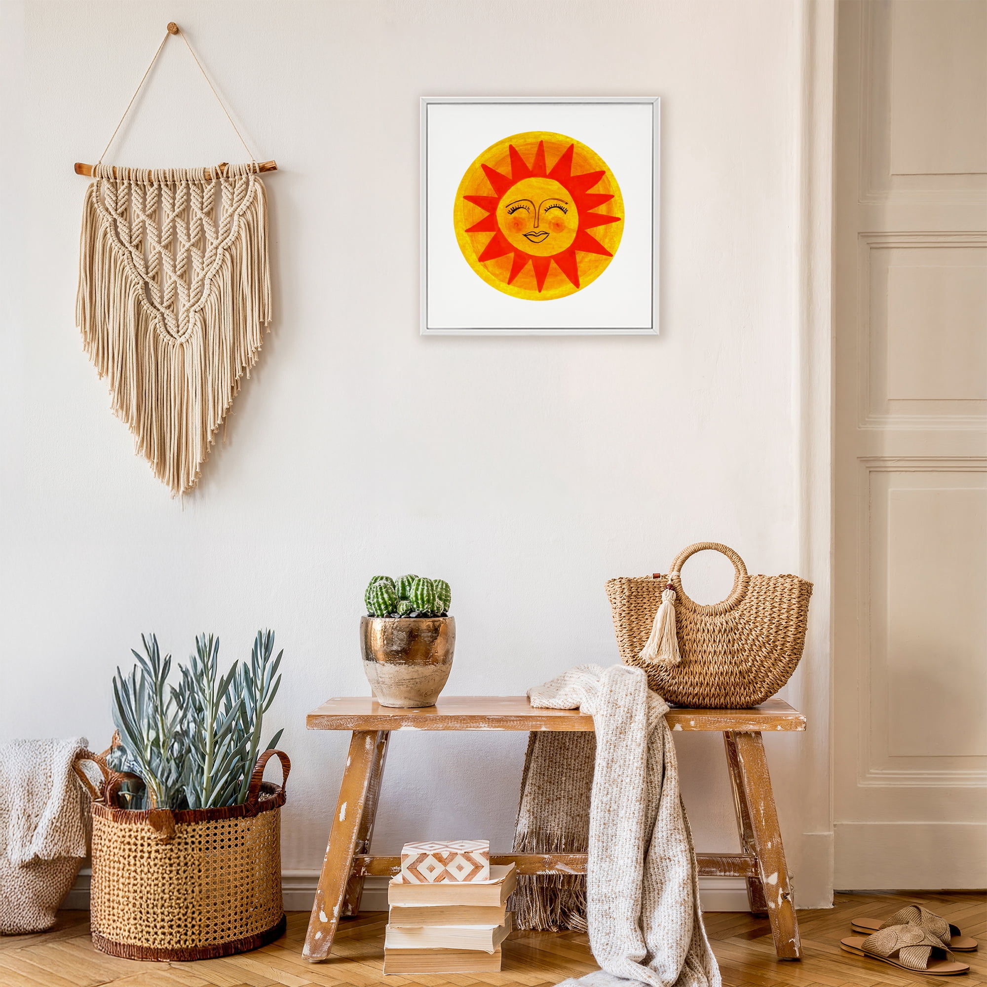 Stupell Industries Warm Fiery Sun White Framed Giclee Art, design by Katherine Herrell Studio