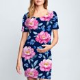 thumbnail image 2 of Taqqpue Robe de Maternité pour Femmes à Manches Courtes, Col Rond, Moulante, Invitée de Mariage, Grossesse, Imprimée, Ajustée, Extensible, Vêtements de Maternité, Été, Bohème, Séance Photo de Baby Shower, 2 of 6
