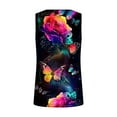 thumbnail image 5 of Plus Size Tank Tops for Women under $5 2025 Sleeveless Crew-neck Print Loose Casual Pleated Top Multicolor 4XL, 5 of 6