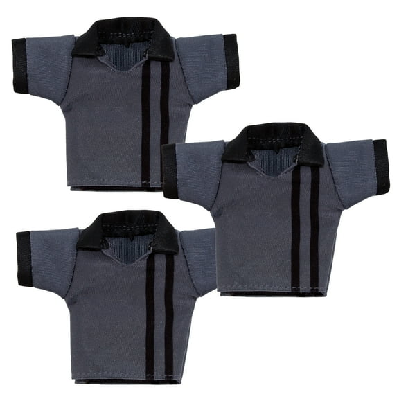 Set of 3 Cloth Dark Gray Referee Shirts for WWE & AEW Wrestling Action Figures
