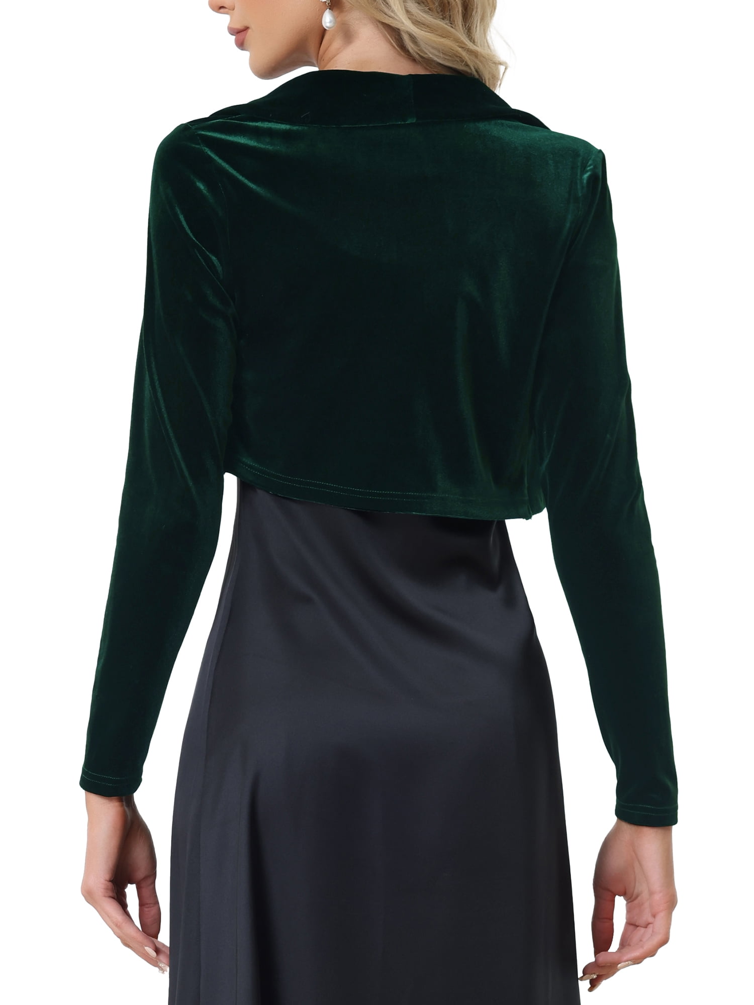 Unique Bargains Women's Open Front Long Sleeve Collar Shrug Cocktail Bolero Cardigan
